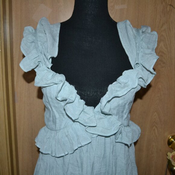 NWT Flawless Ruffle Tie Back Boho Beachy Wedding Guess Maxi Dress - Picture 4 of 11